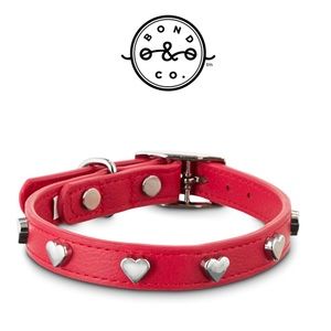 Bond & Co All Heart Red Leather Dog Collar